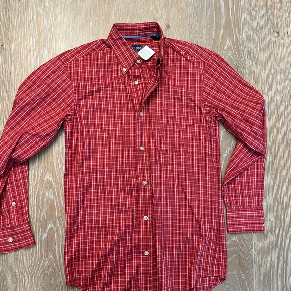 🆕T. Harris London Men’s red Plaid long sleeve button down, size small, NWT - Picture 10 of 12